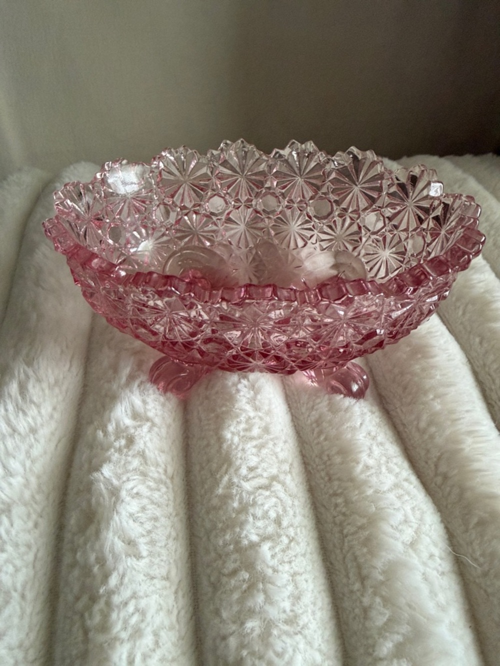 Pink Pressed Glass Decorative Bowl - Elegant Home Accent